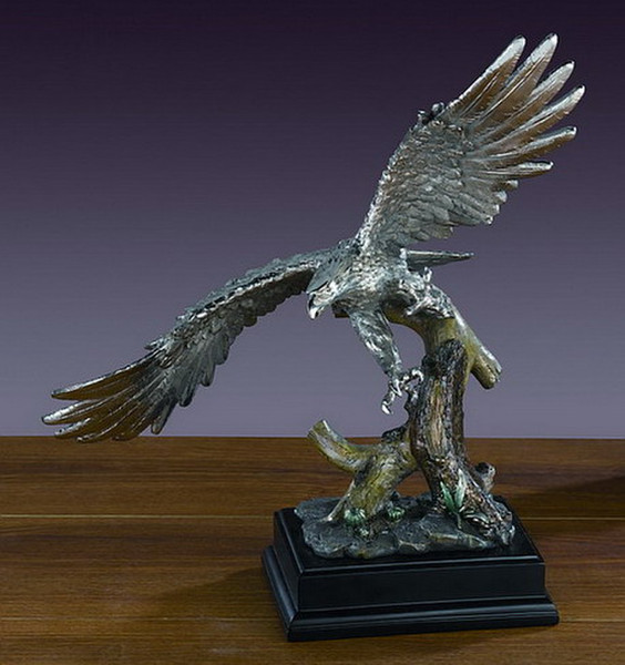 Eagle Statue with Two Tone Patinas In Flight High End Gift Artwork